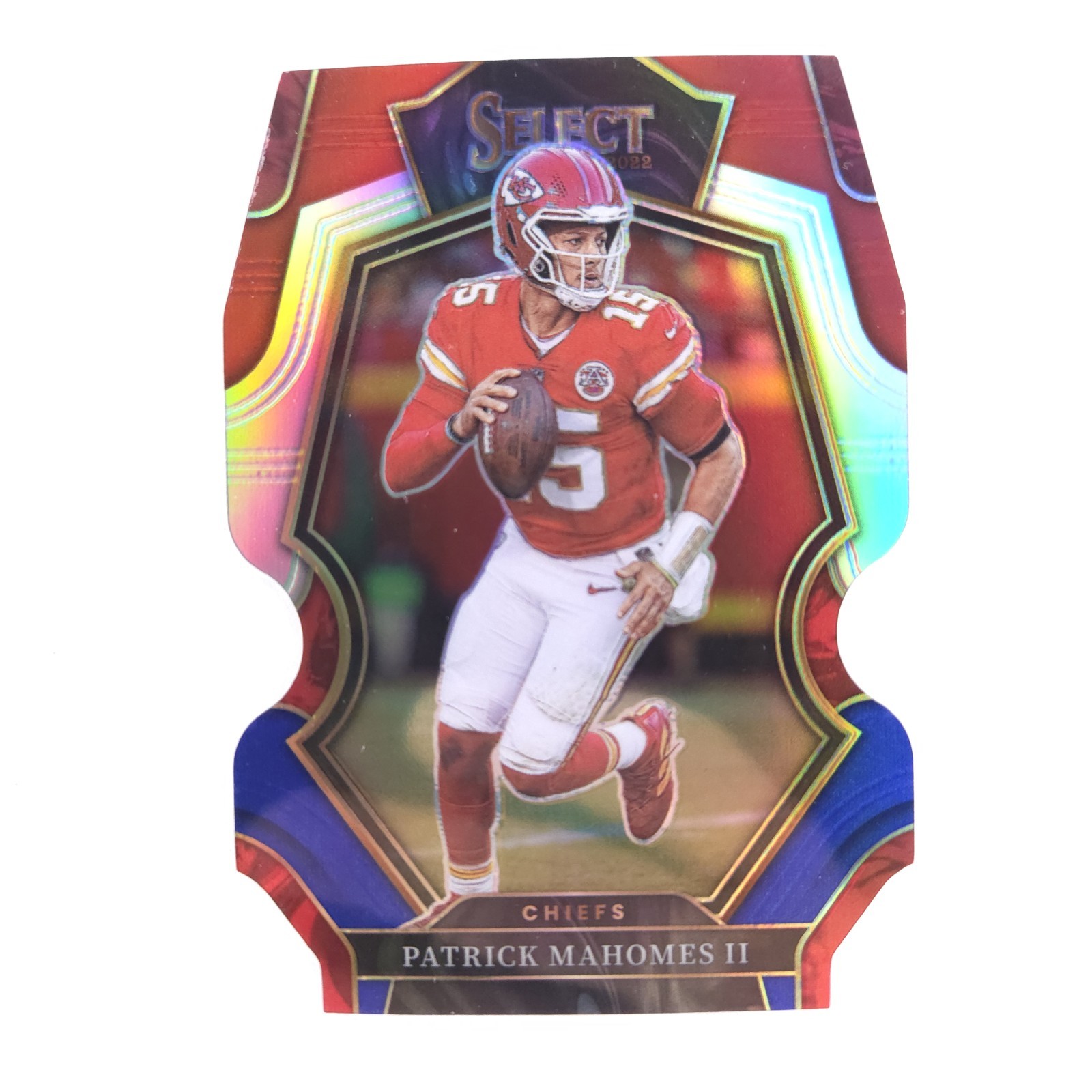 2022 Panini Select - Premier Level Patrick Mahomes #148 Red & Blue Prizm Die-Cut
