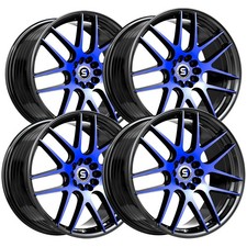 Set Of 4 Spec-1 Sp-65 17x8 4x1004x4.5 42mm Blackblue Wheels Rims 17 Inch