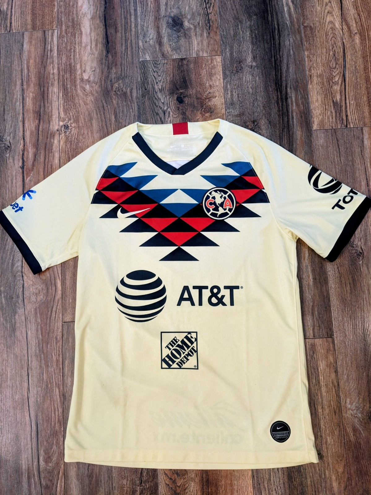 Nike Club America Home Jersey Season 2019-2020 Sz M Dri-fit Yellow Rn 56323