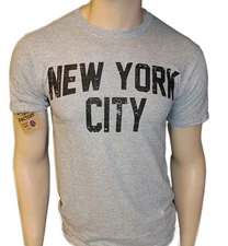NYC Factory Unisex T-Shirt Distressed Screenprinted Gray Lennon Tee Nyc Factor