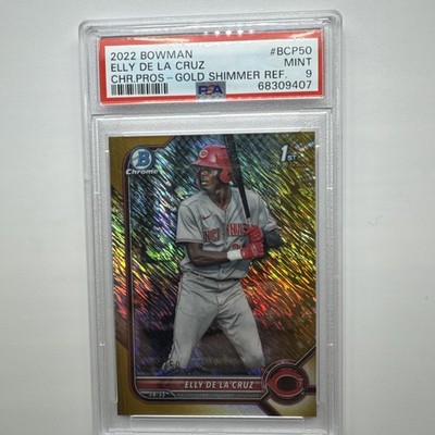 2022 Bowman 1st Elly De La Cruz Chrome Gold Shimmer /50 PSA 9 - POP 19!