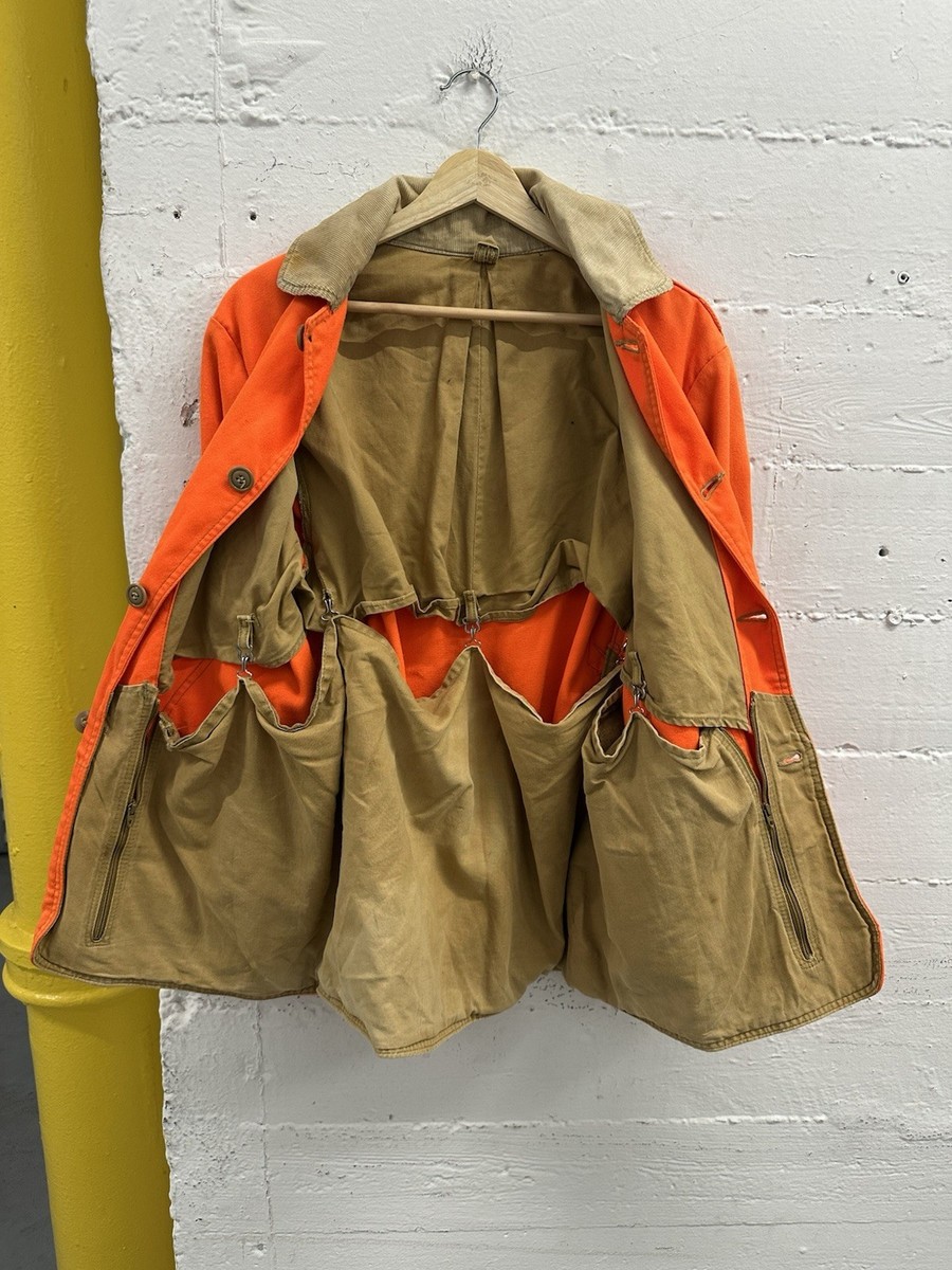 Vintage LL Bean Hunting Jacket Orange 60's 70's Talon Zip Large