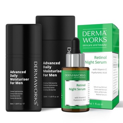 HAUTPFLEGEPAKET Retinol Serum für Gesicht + Advanced Herren Feuchtigkeitscreme Anti-Aging