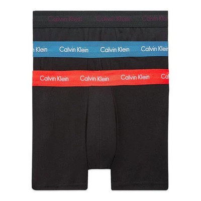 Calvin Klein Herren 3er Pack Cotton Stretch Trunks - Schwarz mit Farbbund