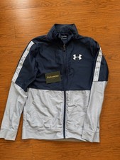 Under Armour older boys Full Zip Track Jacket Blue/Grey Colourblock Size XL