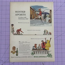 1954 Ad Ballentine Ale Curling Ice Skating