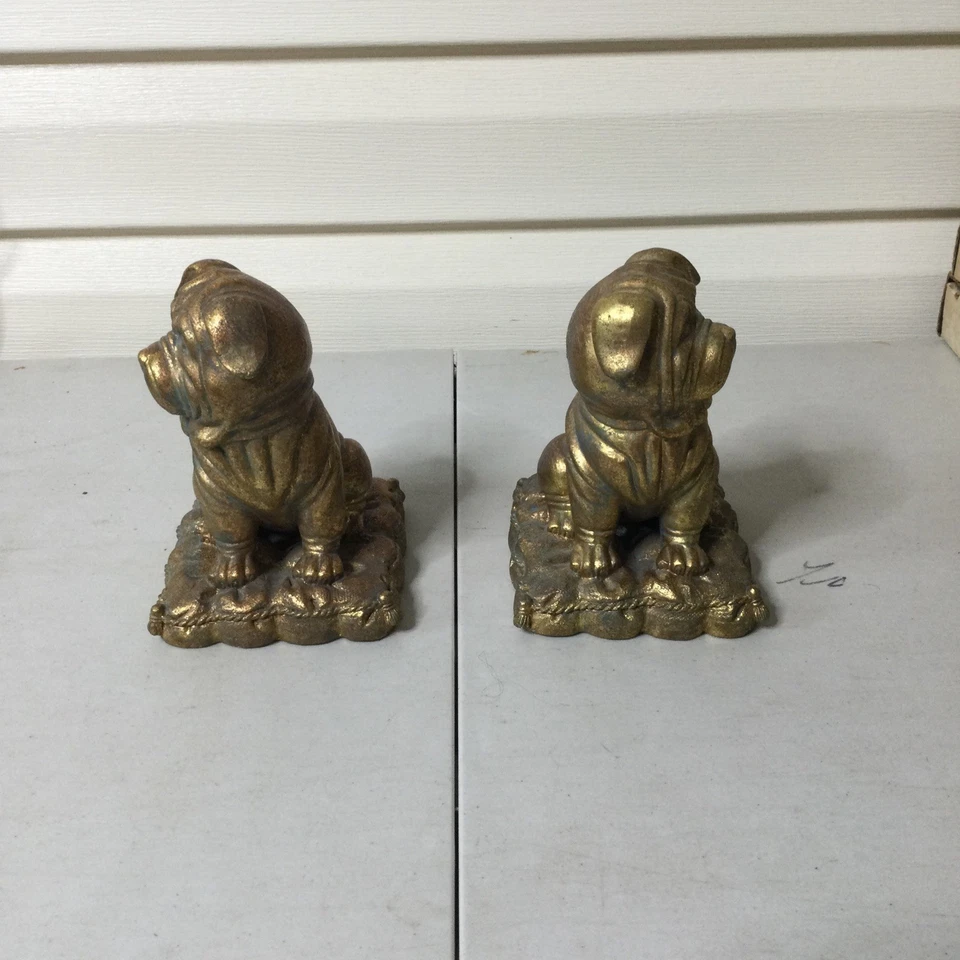 2 Shar Pei Tiza Estatua Extremo Libro Pintado Dorado Pesado Arrugas Perro Foto 4 de 4