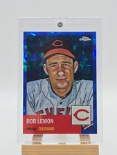 2022 Topps Chrome Platinum Anniversary Bob Lemon #390 Blue Atomic Refractor /100