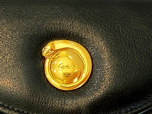 Cartier Panthere Leather Wallet Cltch Foldover Black Gold GORGEOUS VINTAGE AUTH image 5