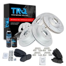 TRQ Front and Rear Performance Brake Pad  Rotor Kit, with Chemical Kit Semi-...