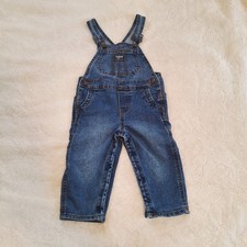 OshKosh Denim Blue Jean Bib Overalls Toddler Size 18 Months Adjustable Straps LN