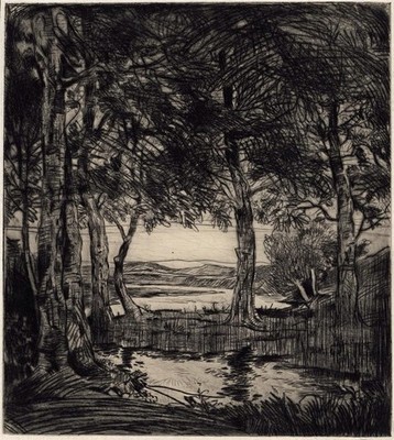 David Waterson Bleistift signiert Radierung The River Edge - 2
