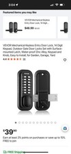 VEVOR Mechanical Keyless Entry Door Lock, 14 Digit Keypad, Outdoor Gate Door