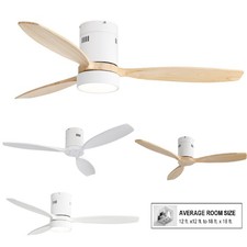 Modern Bedroom Ceiling Fan With Remote Solid Wood Blades Reversible DC Motor