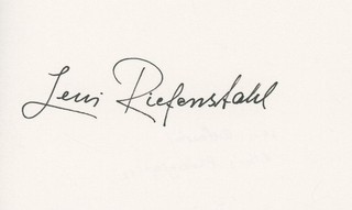 Leni Riefenstahl German Filmmaker Autographed 5 x 3" Card