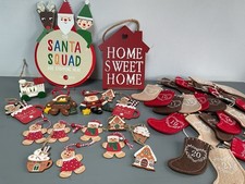 Bundle Christmas Decorations Wood and Felt Tree Ornaments