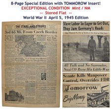 World War II WWII Stars and Stripes Newspaper April 5, 1945 Czech Border FDR