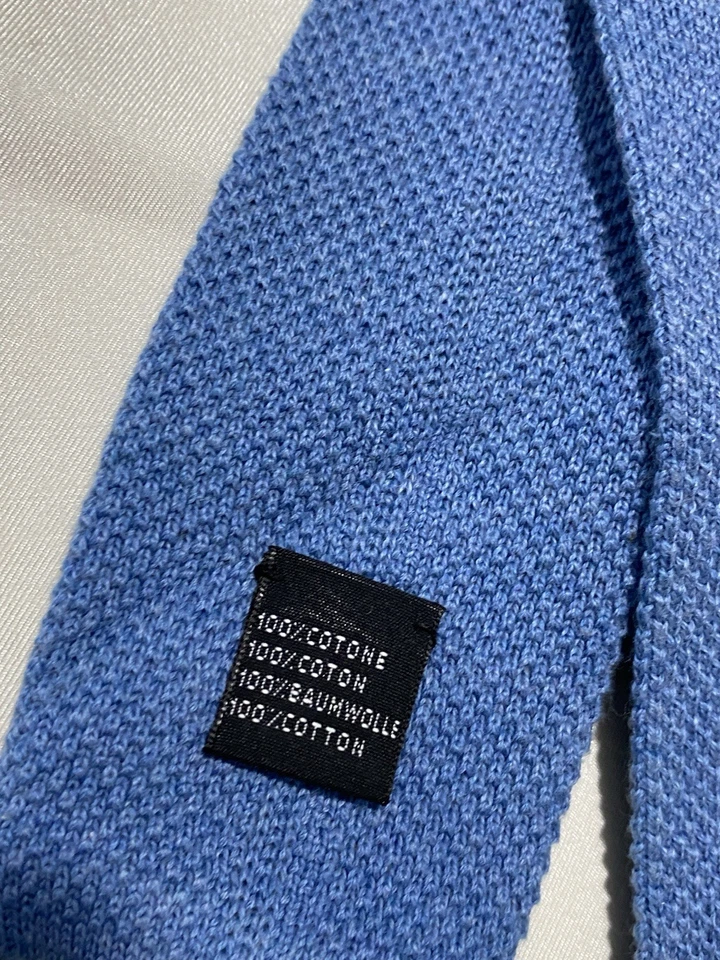 Corbata Hombre LIBERTO MILANO 100% Algodón Azul Hecha en Italia Buen Estado Foto 2 de 4