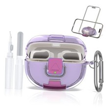 for Bose Ultra Open Earbuds Case with Secure Lock  Phone Clear Light Purple