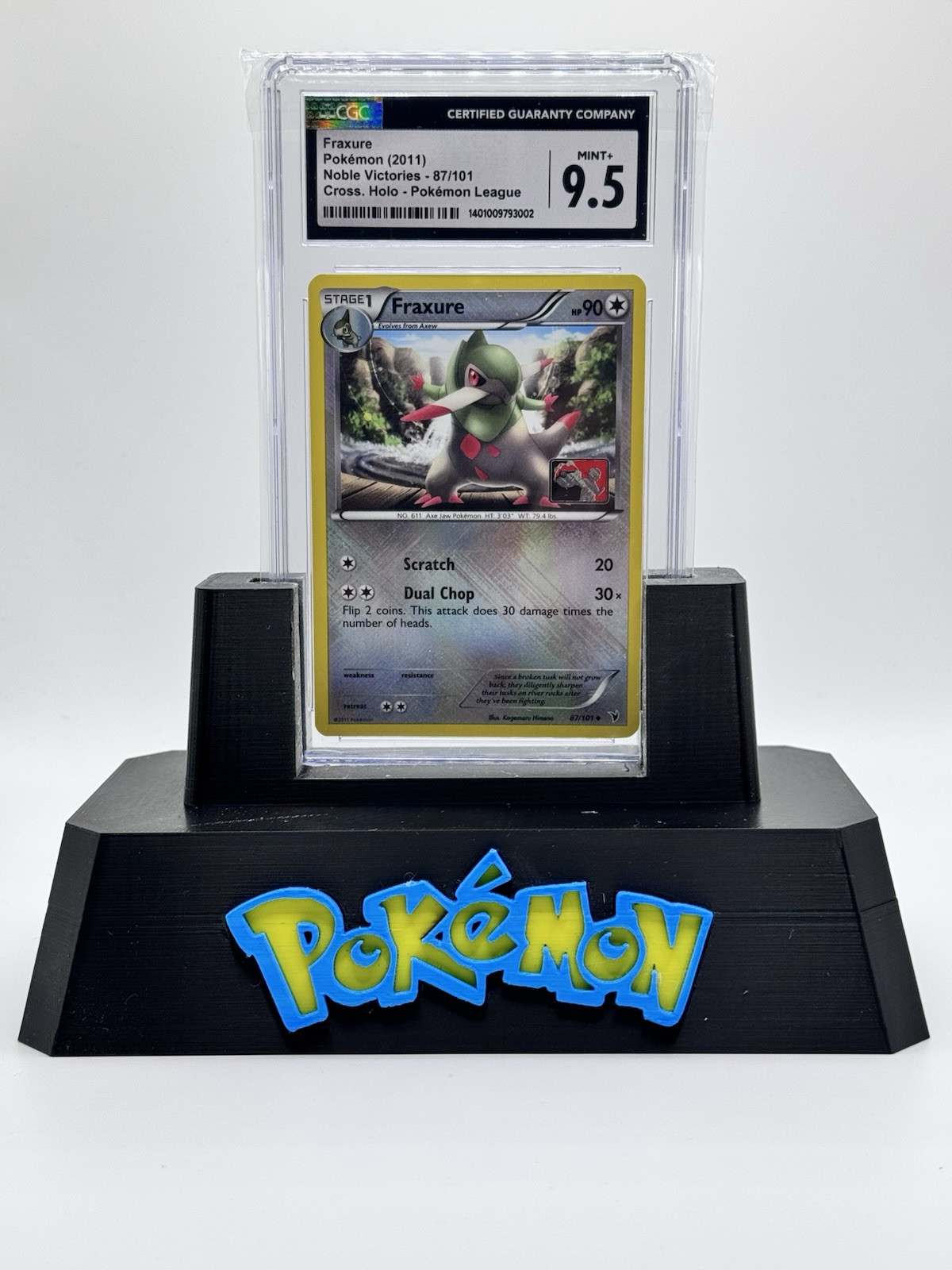 2011 Pokémon Fraxure Noble Victories 87/101 Cross. Holo Pokemon League CGC 9.5