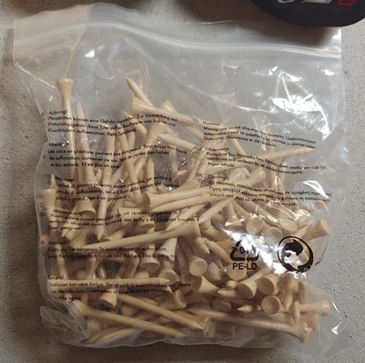 Holz Golftees Natur/Beige Set im Beutel - Golf Tees aus Holz naturfarben - Bild 1 von 3