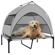 Elevated Dog Bed, Portable Raised Pet Bed with Canopy, Bag, 36"L