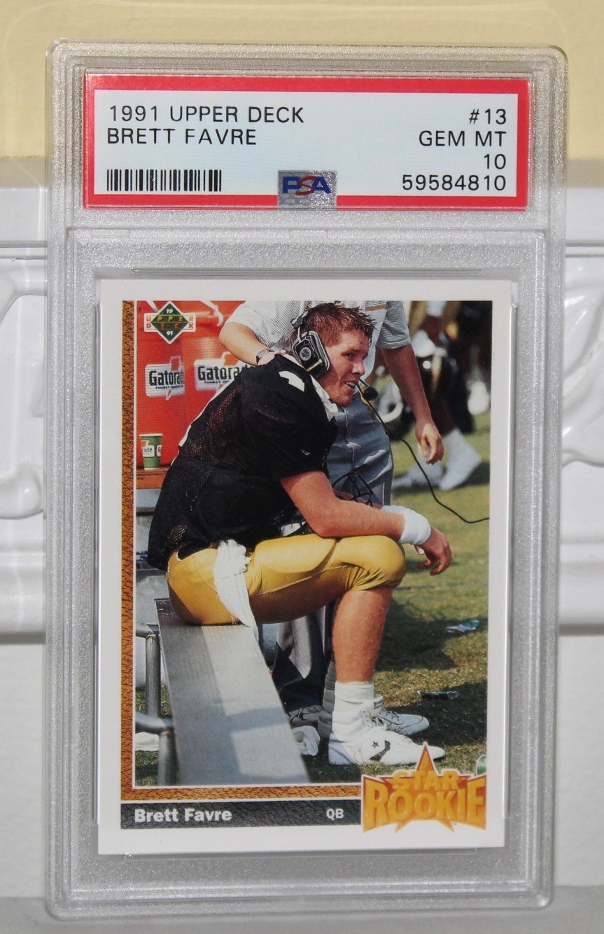 1991 Upper Deck Football Card #13 BRETT FAVRE ROOKIE RC Graded PSA 10 GEM MINT