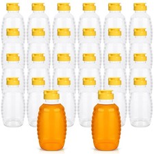 24 PCS Honey Bottle Squeeze 16 Oz LeakProof FlipTop Caps Refillable Plastic