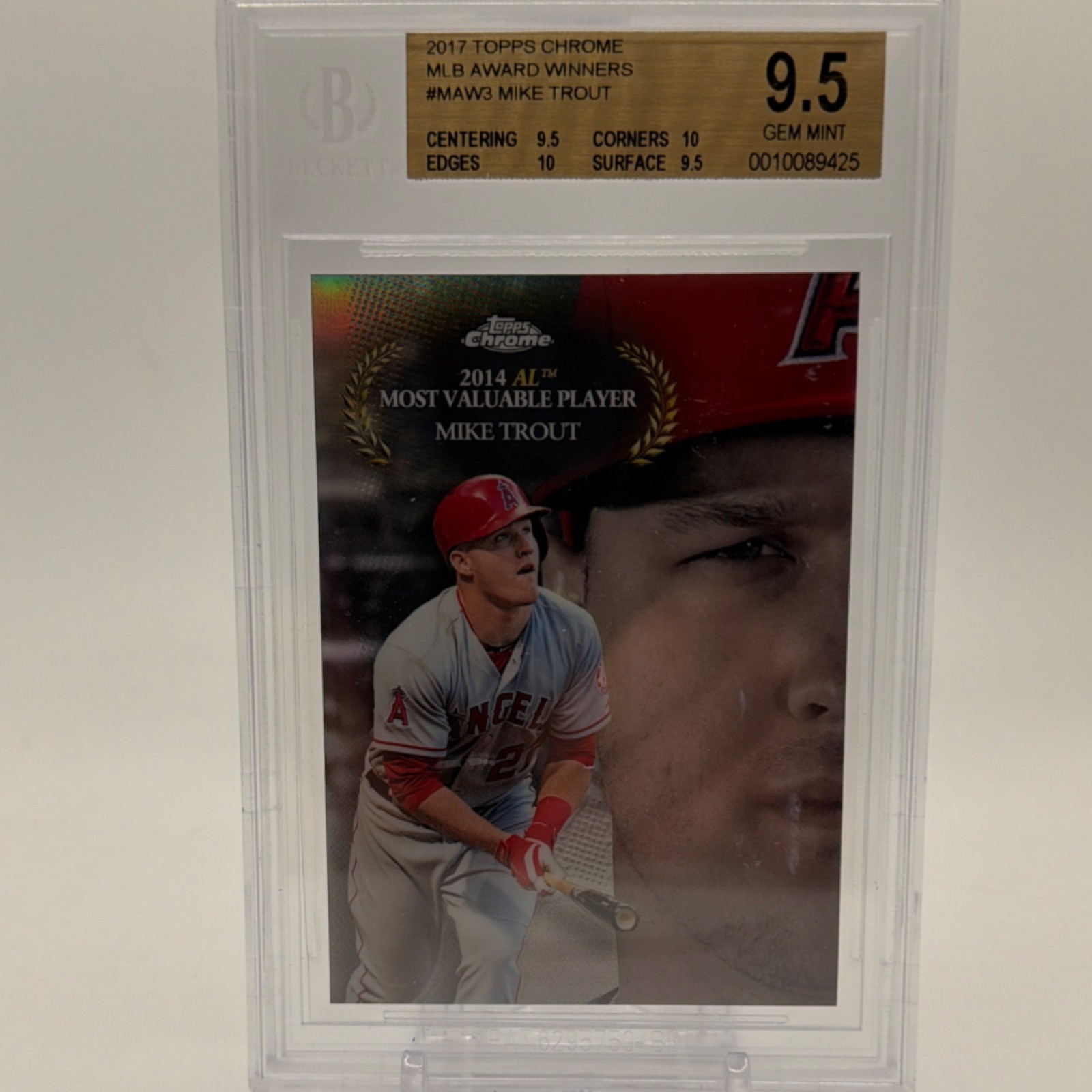 2017 Topps Chrome MLB Award Winners Mike Trout 2014 AL MVP MAW-3 BGS 9.5