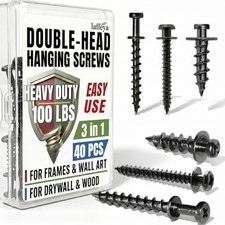 Bear Claw Picture Hangers, Multi-Purpose Double-Headed 40 Black Three Size