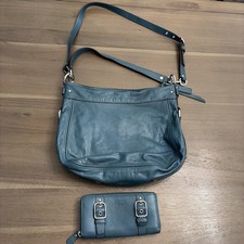 Coach Zoe Hobo Bag-Teal-Matching Wallet-silver Hardware-Dust Bag Included