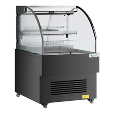 27 5/8" Black Horizontal Air Curtain Merchandiser with 1 Shelf and LED Lighting