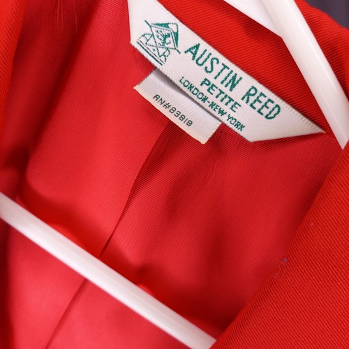 Austin Reed Wool Blazer Womens 12 Red Gold One-Button V-neck Collar Pocket Lined - Picture 6 of 9