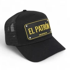 John Hatter & Co El Patron Hat Black Adjustable Rubber Plaque Snapback Cap NEW