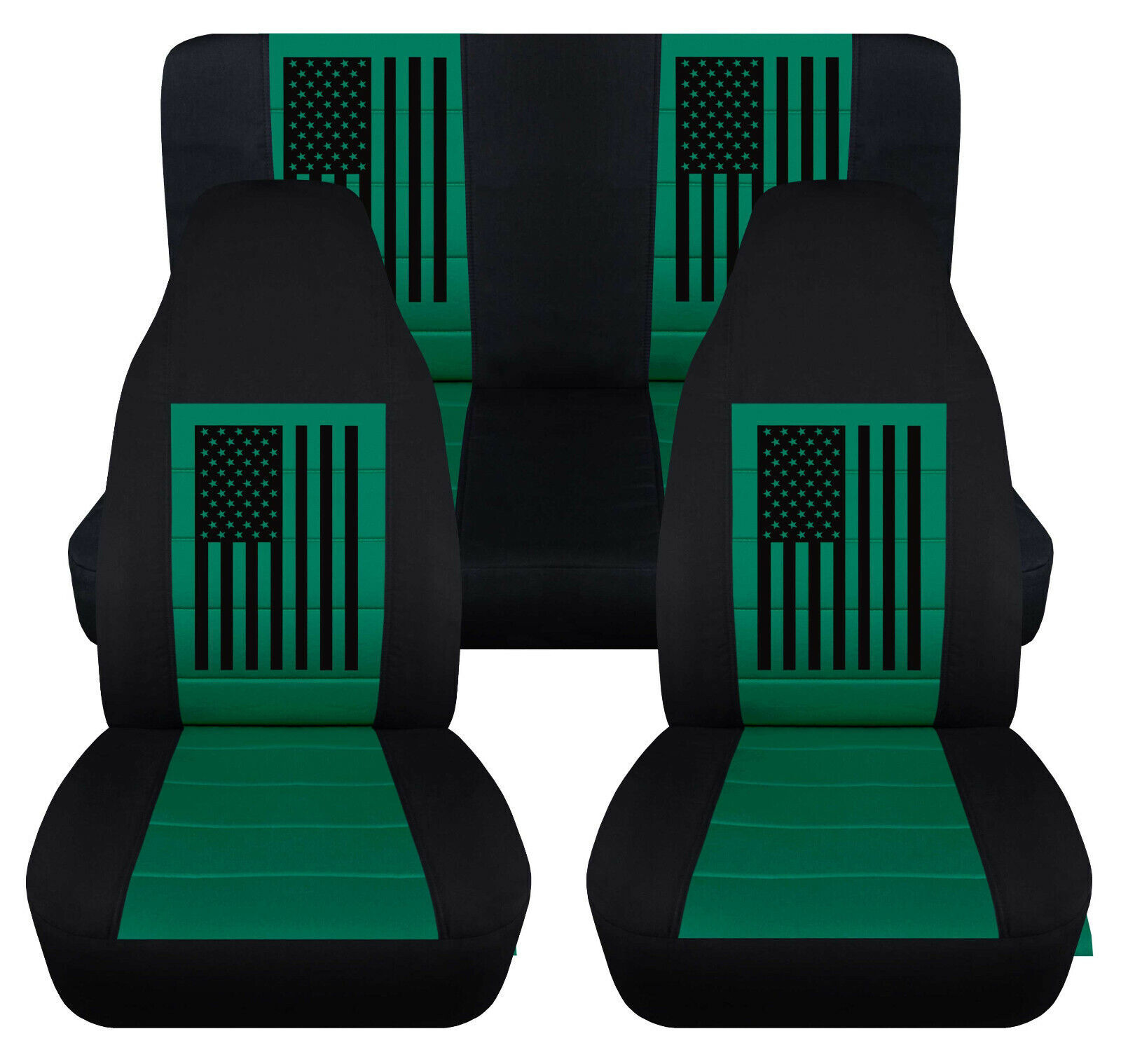 Seat Covers Fits Jeep Wrangler 19872006 American Flag Green Seat