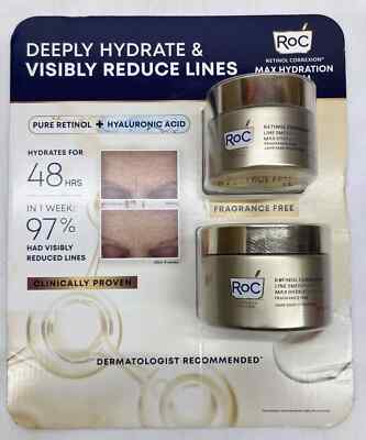 RoC Retinol Correxion & Max Hydration Cream 2 Pack 1.7oz and 3.4oz (NO BOX)