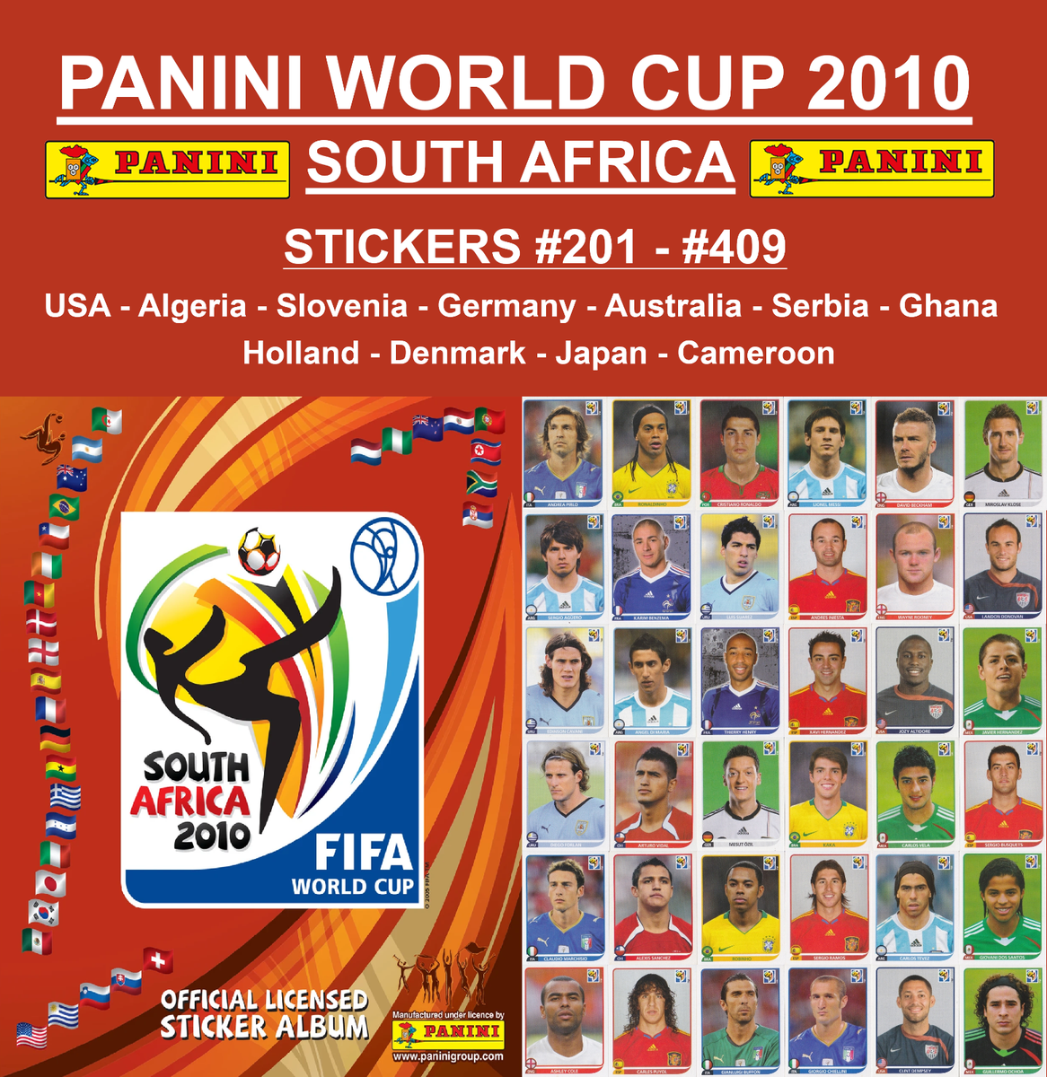 公式FIFAパートナー　ソニー ピンクテープ 南アフリカ2010ストラップ　赤 Panini FIFA World Cup South Africa 2010 Stickers #201 - #409 | eBay