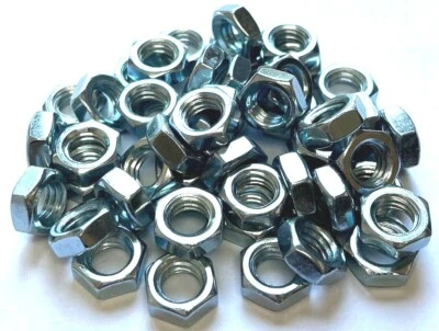 BRIGHTON 3/8-16 UNC HEX JAM NUTS THIN WALL NUTS ZINC COATED - STEEL - 50 PIECES
