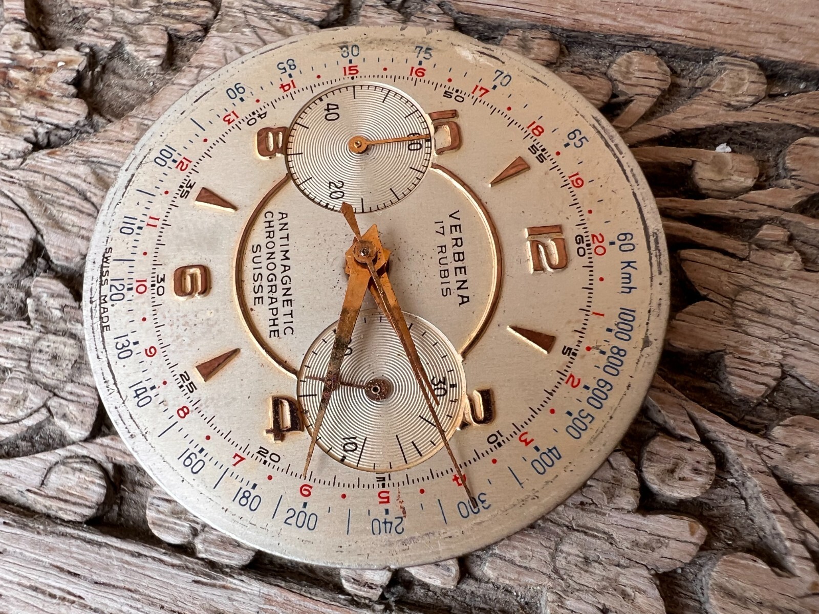 Verbena 17j Anti-magnetic chronograph complete movement 34.5mm Good Balance Tics