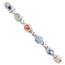 925 Sterling Silver Bracelet Oval Sapphire 4x3mm Natural Gemstone Jewelry 9in