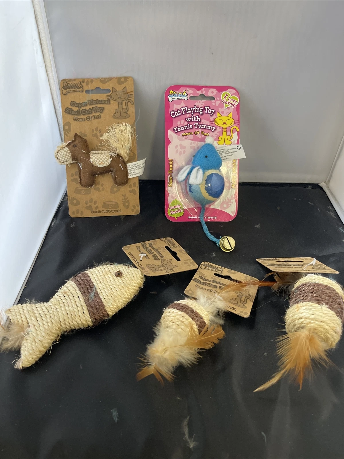 Soleil Pet's World Sisal cat toys & catnip tennis tummy lot of 5 NEW