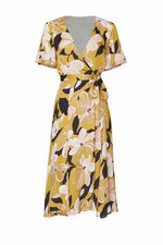slate and willow mustard velvet wrap dress