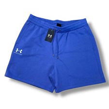 NWT Under Armour Women s UA Icon Fleece Boyfriend Shorts Blue 60 Casual Gym SzL