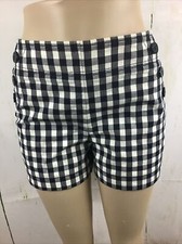 Ann Taylor Loft Women  s Blue/White Checkered Side Zip Shorts Sz. 0