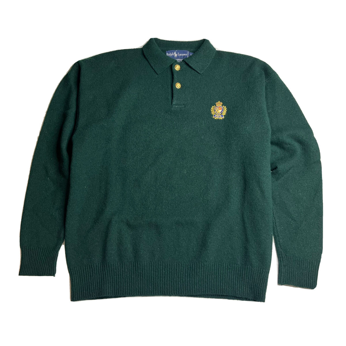 Vintage Polo Ralph Lauren Green Long Sleeve Polo 100% Lambs Vintage Polo Ralph Lauren Green Long Sleeve Polo 100% Lambs
