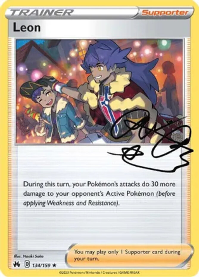 x1 Leon - 134/159 - Holo Rare Pokemon Crown Zenith M/NM