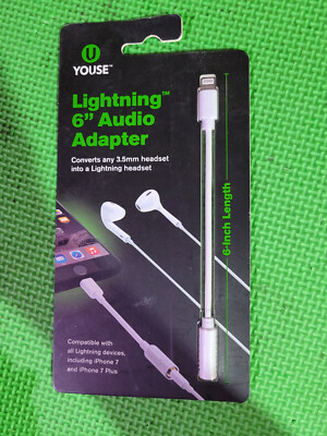 Youse 6'' Lightning Audio Adapter to 3.5MM Headphone Jack for iPhone 7/7Plus
