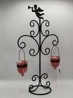 Kerzenhalter Groß Mit Engel FüR 2 Teelichter, 52 Cm, Mit Glaseinsatz Rot