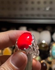 RED Yemeni AGATE Aqeeq Stone Handmade 925 Sterling Silver Ring all Sizes