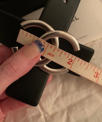 Chanel Reversible CC Logo Leather Belt Black Burgundy Size 85 EU